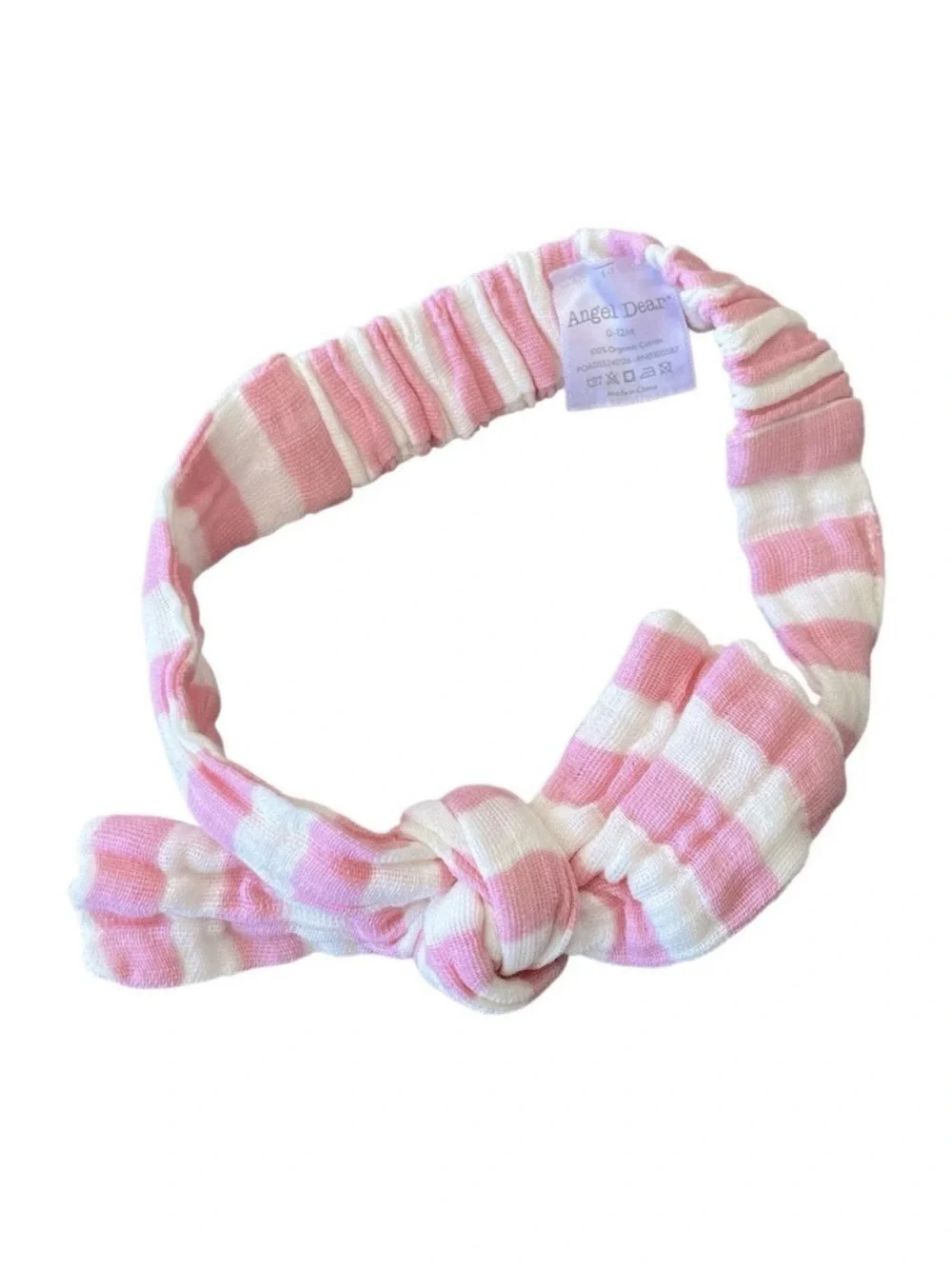 Angel Dear Baby Knot 0-12M Headband Pink Stripe Organic Cotton Adjustable